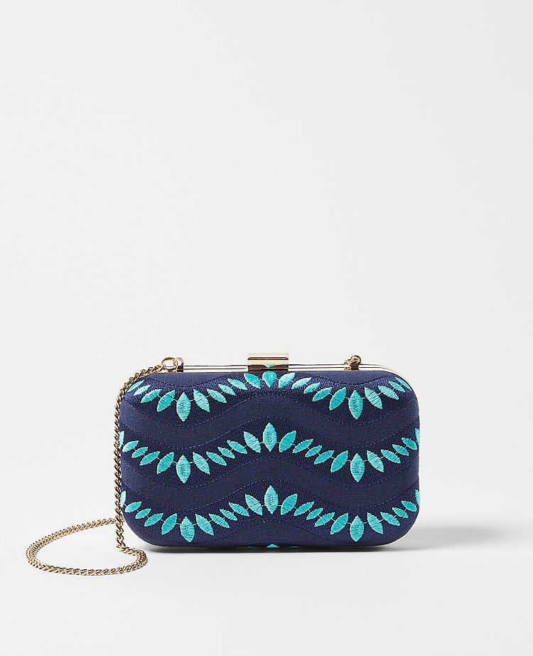 Embroidered Hard Clutch