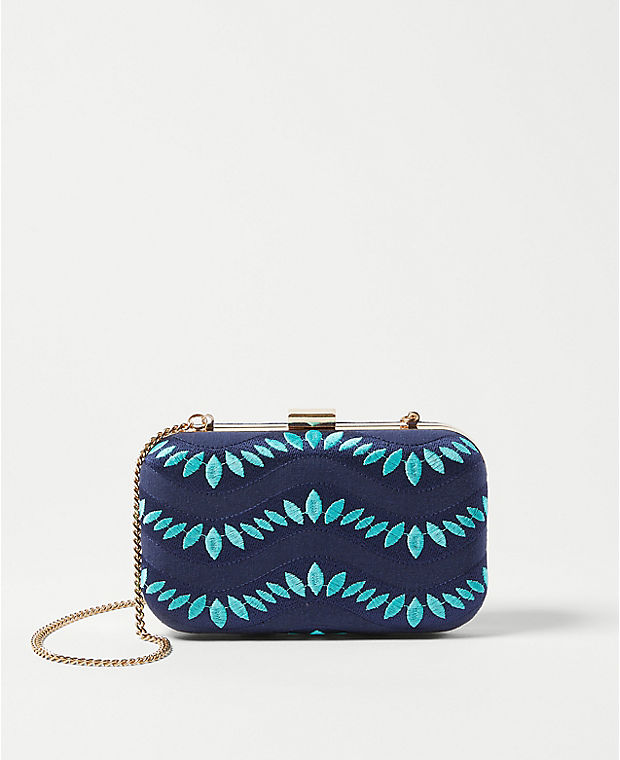 Embroidered Hard Clutch