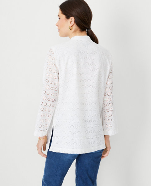 Floral Eyelet Tunic Top