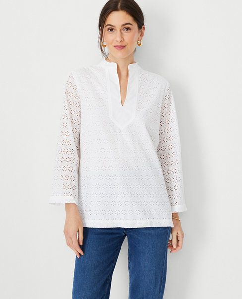 Floral Eyelet Tunic Top