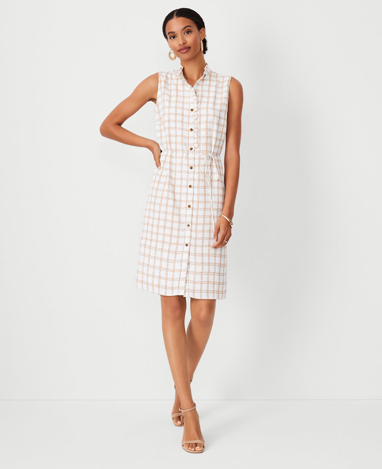 Petite Plaid Sleeveless Shirtdress