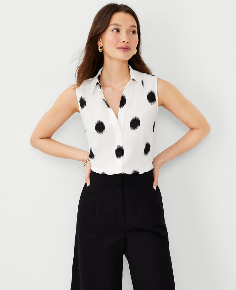 Petite Dotted Sleeveless Essential Shirt