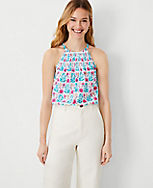Petite Floral Smocked Halter Top carousel Product Image 1