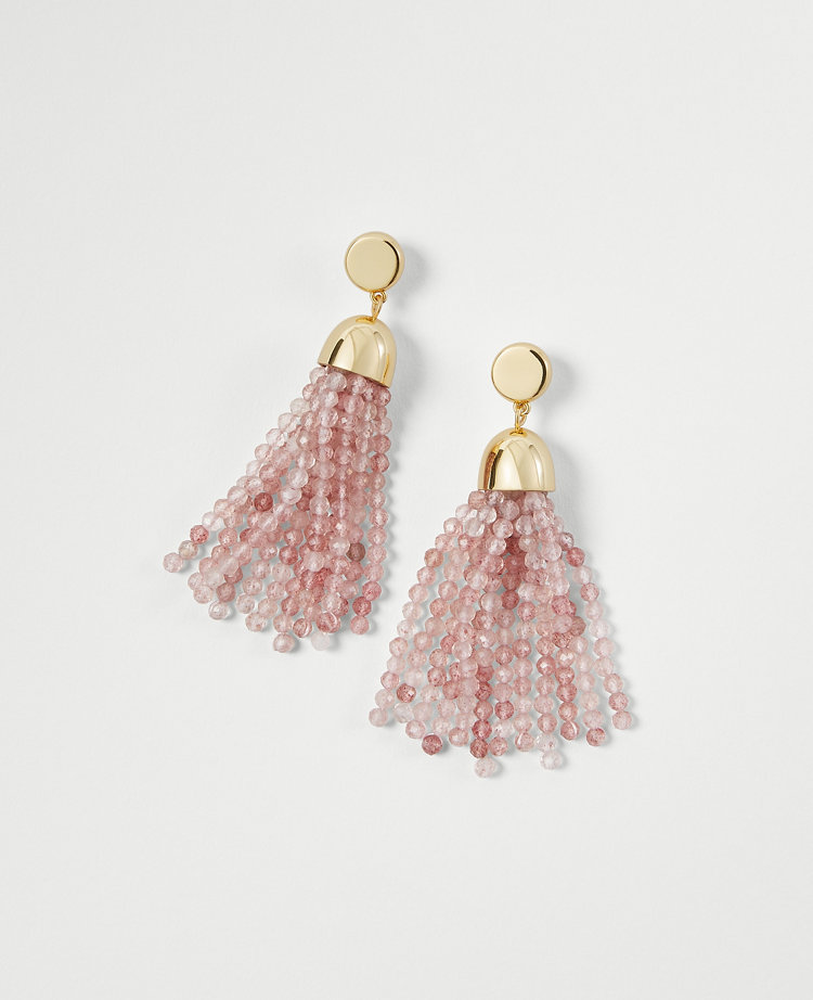 Ann Taylor Beaded Tassel Earrings In Pale Petal