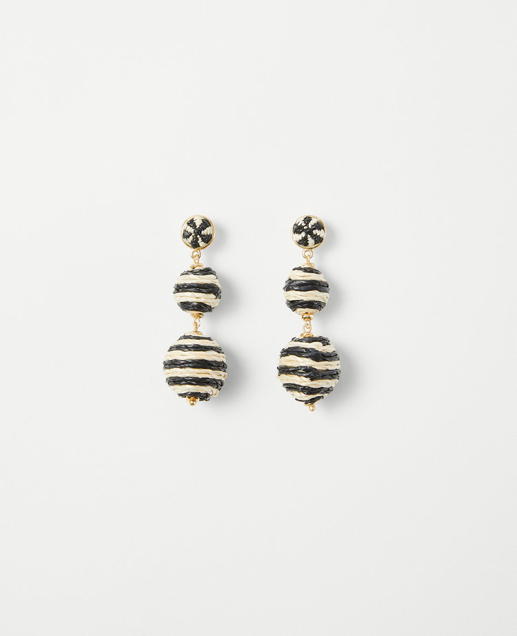 Striped Straw Ball Drop Earrings