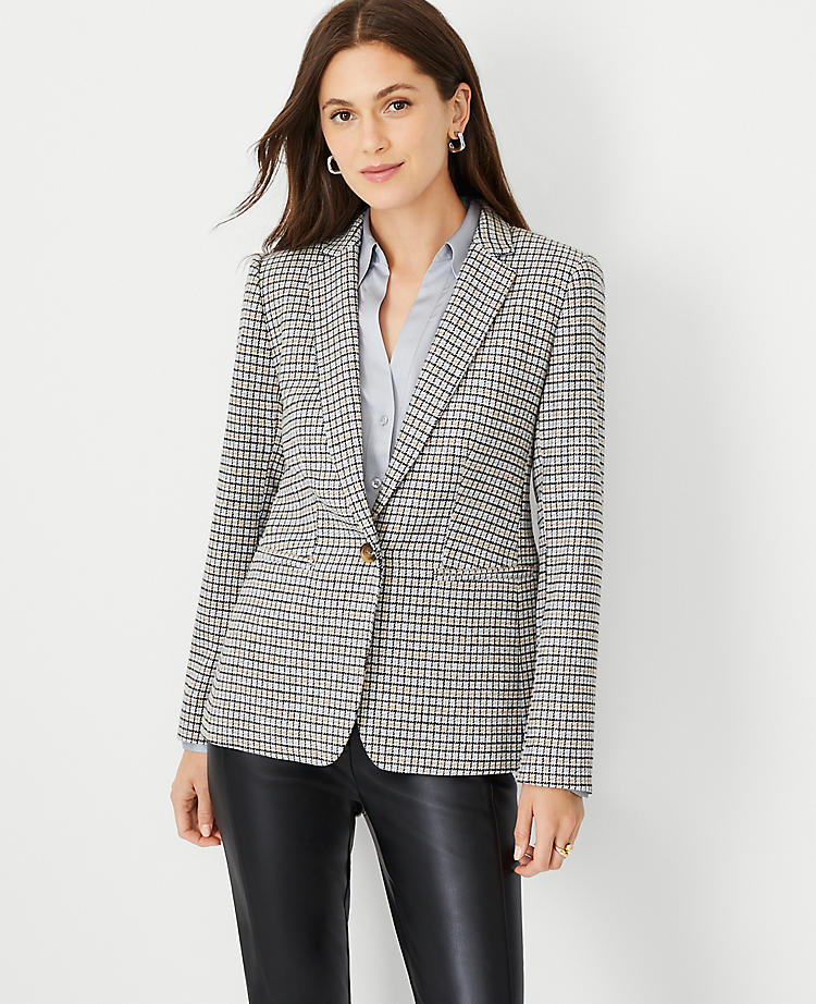The Hutton Blazer in Brushed Houndstooth Wool Blend