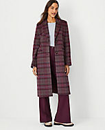 Plaid Wool Blend Tailored Chesterfield Coat carousel Product Image 1