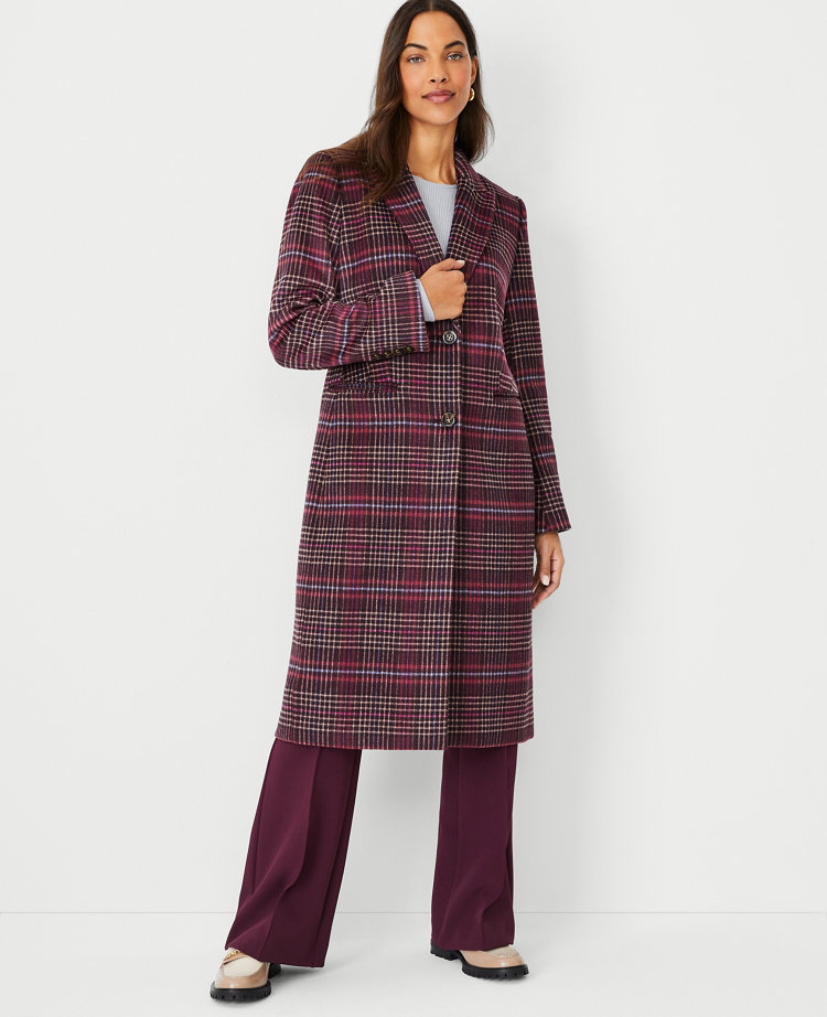 Wool store coat plaid