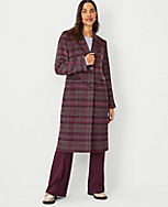 Plaid Wool Blend Tailored Chesterfield Coat carousel Product Image 4