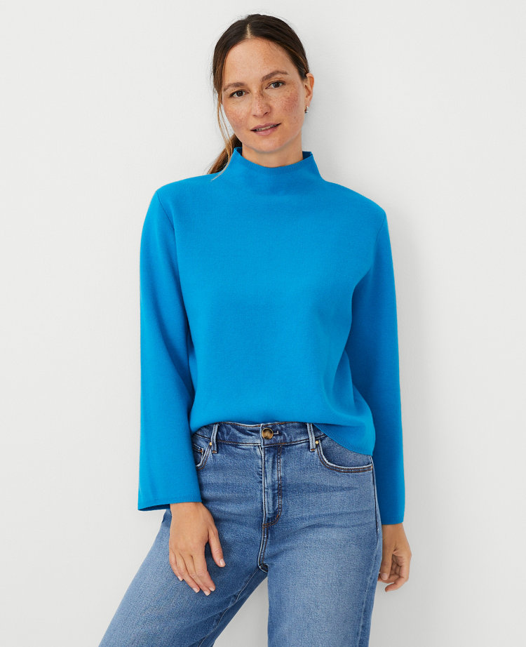 Women's Petite Mock Neck Solid Sweater