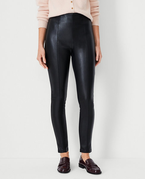 The Petite High Rise Eva Ankle Pant in Faux Leather