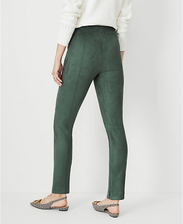 The Petite  Audrey Ankle Pant in Faux Suede