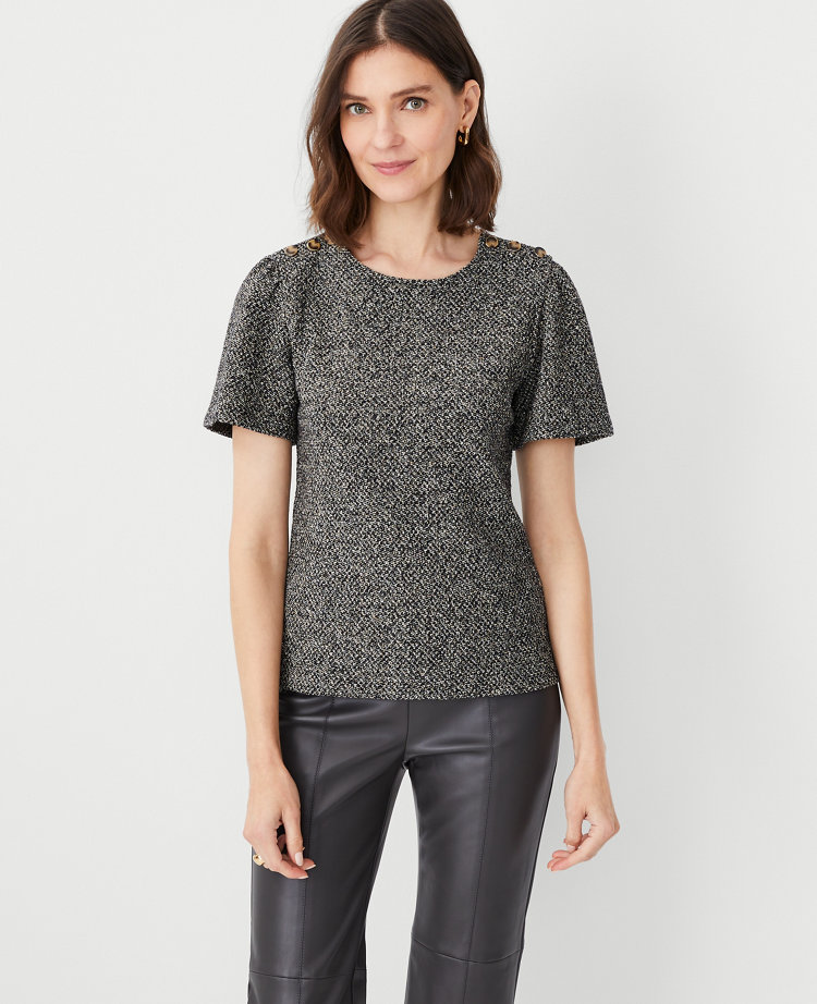 Shimmer Shirred Turtleneck Top