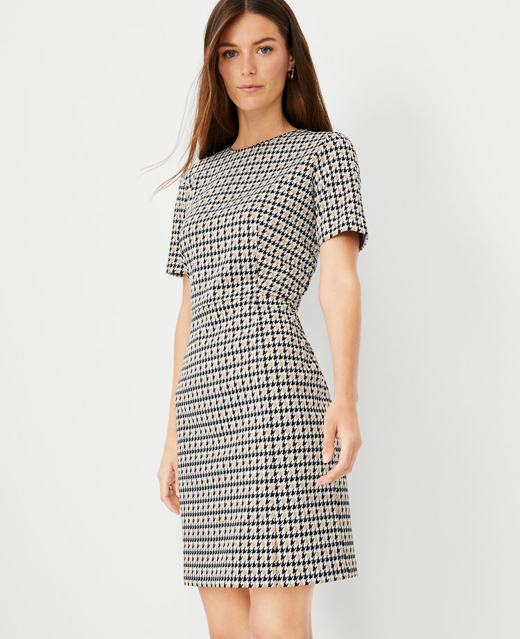 Houndstooth Short Sleeve Dress