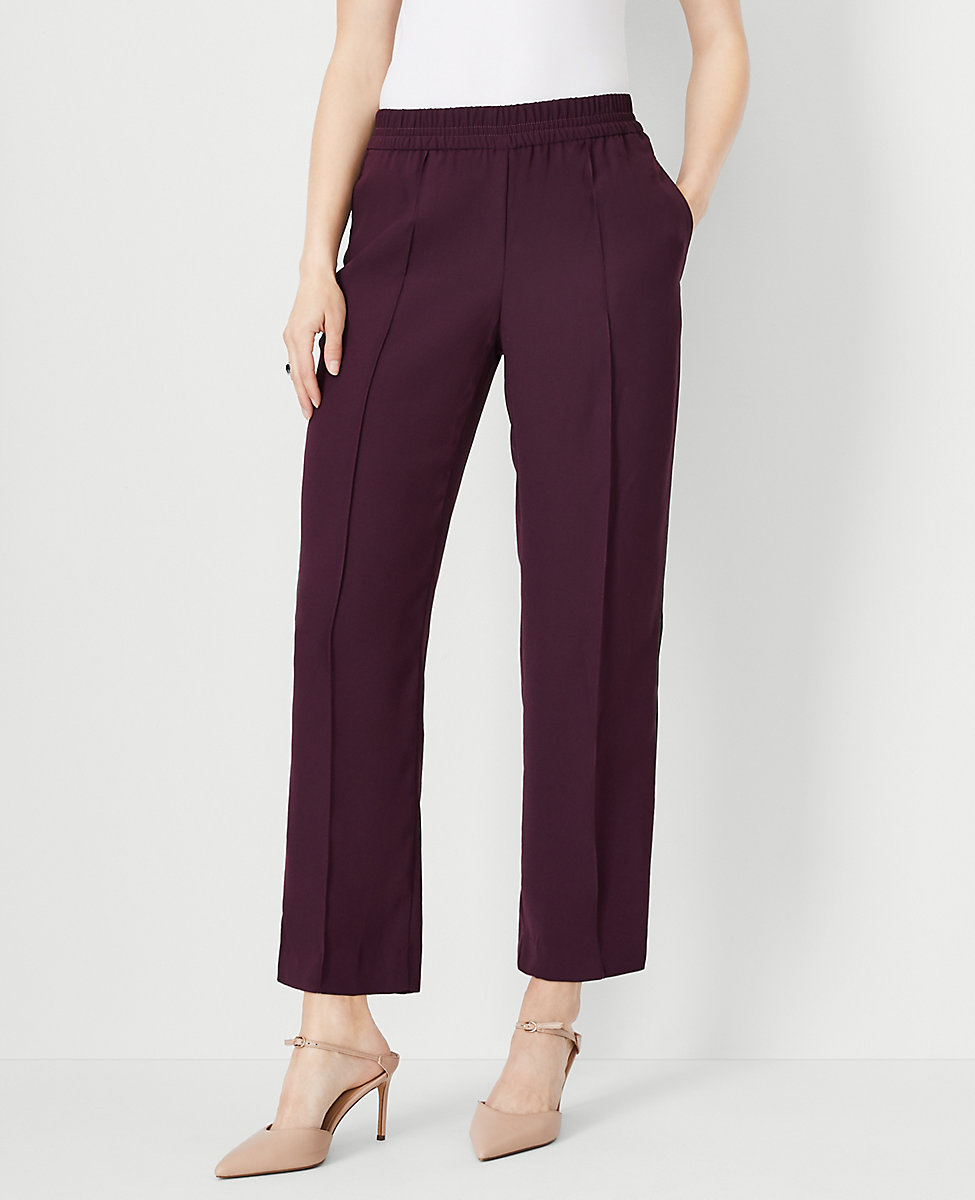 The Petite Pintucked Easy Straight Ankle Pant in Crepe