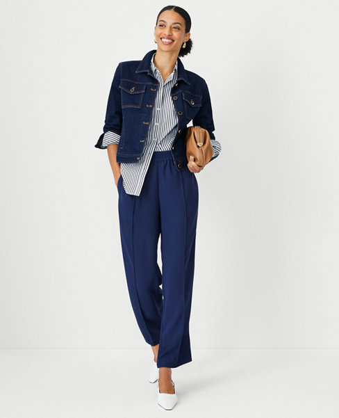 The Petite Pintucked Easy Straight Ankle Pant in Crepe