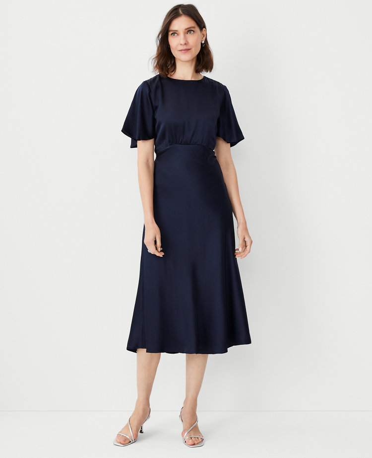 Studio Collection Silk Flutter Sleeve Flare Dress