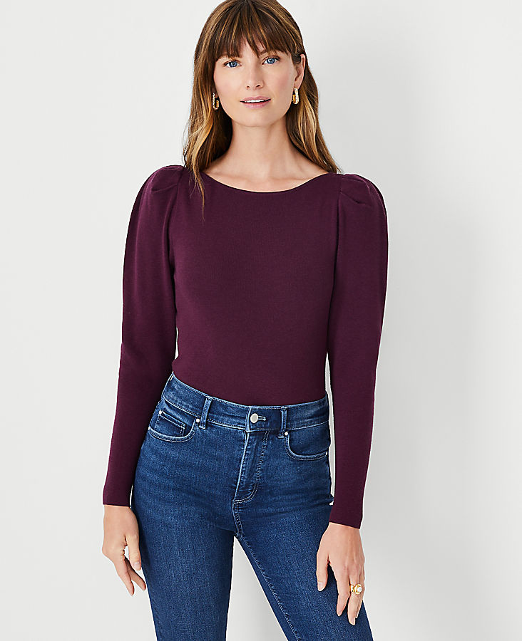 Petite Shirred Sleeve Sweater