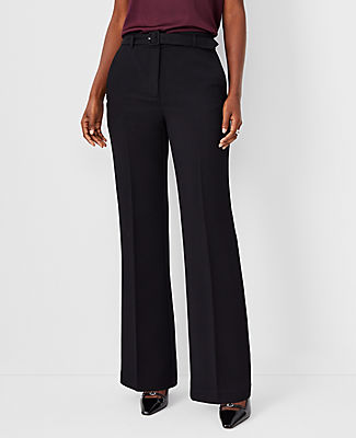 Ann Taylor The Petite Belted Boot Pant In Stretch Twill In Black