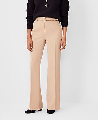 Ann Taylor The Petite Belted Boot Pant In Stretch Twill In Cafe Au Lait