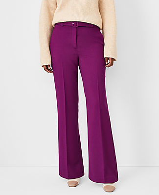 Ann Taylor The Petite Belted Boot Pant In Stretch Twill In Plum Glow