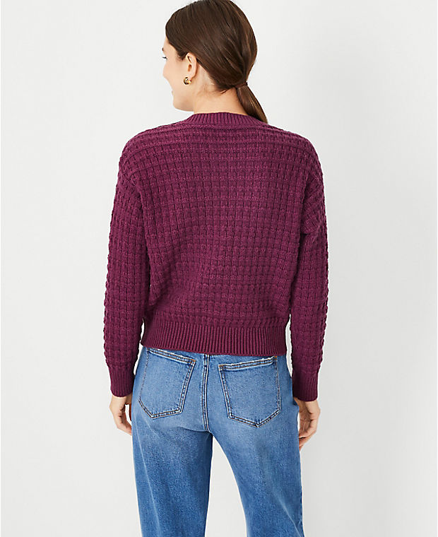 Petite Geo Stitch Shoulder Button Sweater