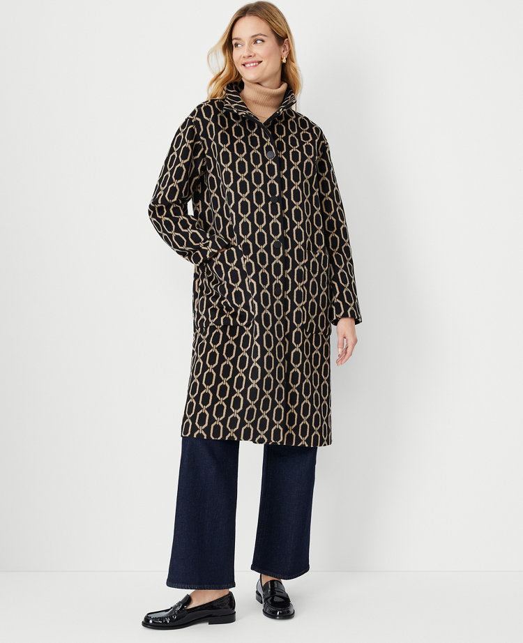 Petite Link Wool Blend Stand Collar Coat