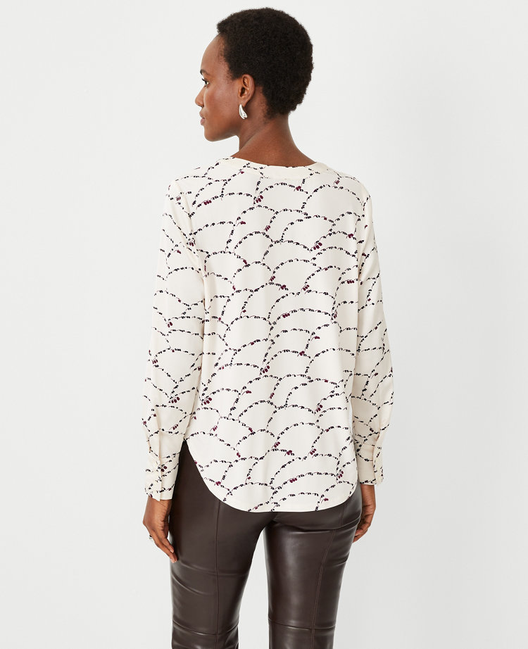 Floral Mixed Media Pleat Front Top