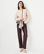 The Petite Five Pocket High Rise Straight Pant in Faux Leather carousel Product Image 3