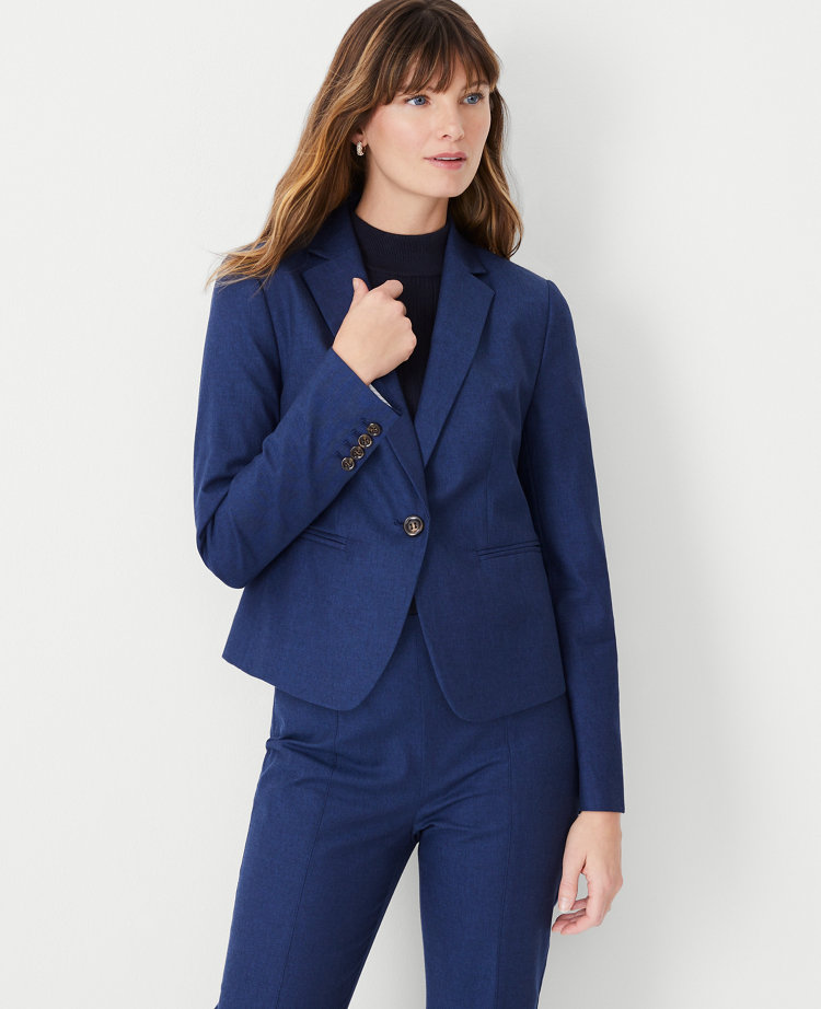 Ann Taylor The Newbury Blazer Polished Denim Dark Rinse Women's