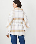 Plaid Button Tie Waist Poncho carousel Product Image 2