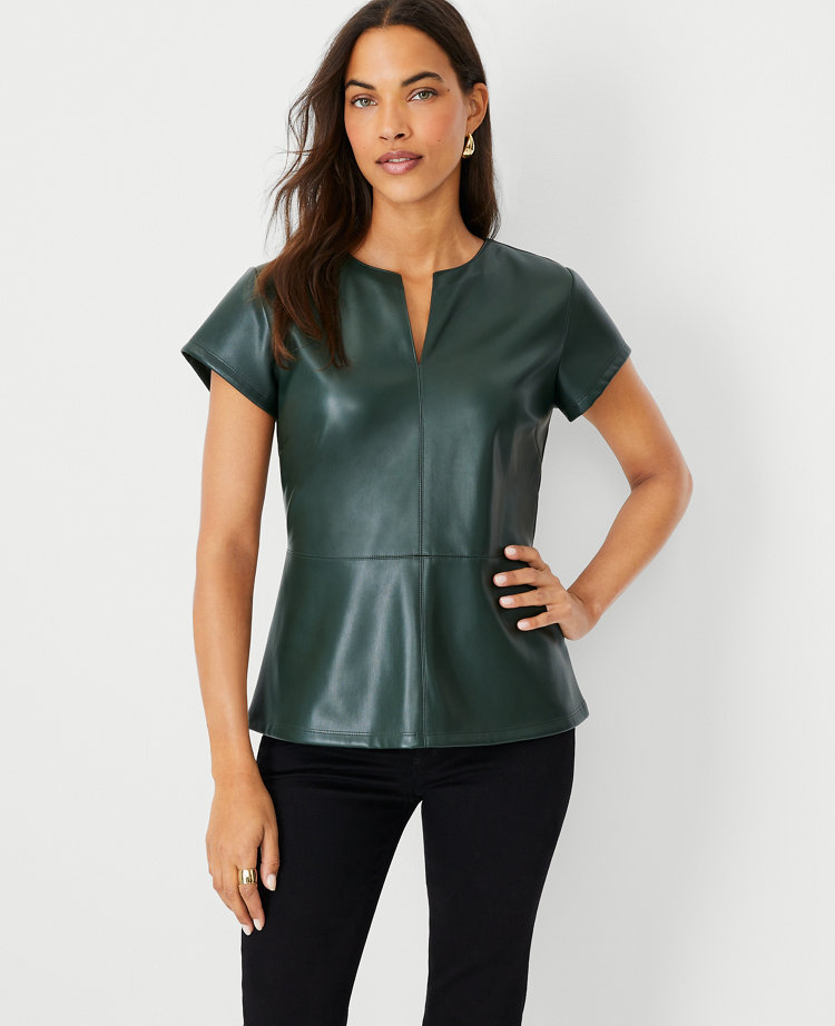 Leather best sale peplum top