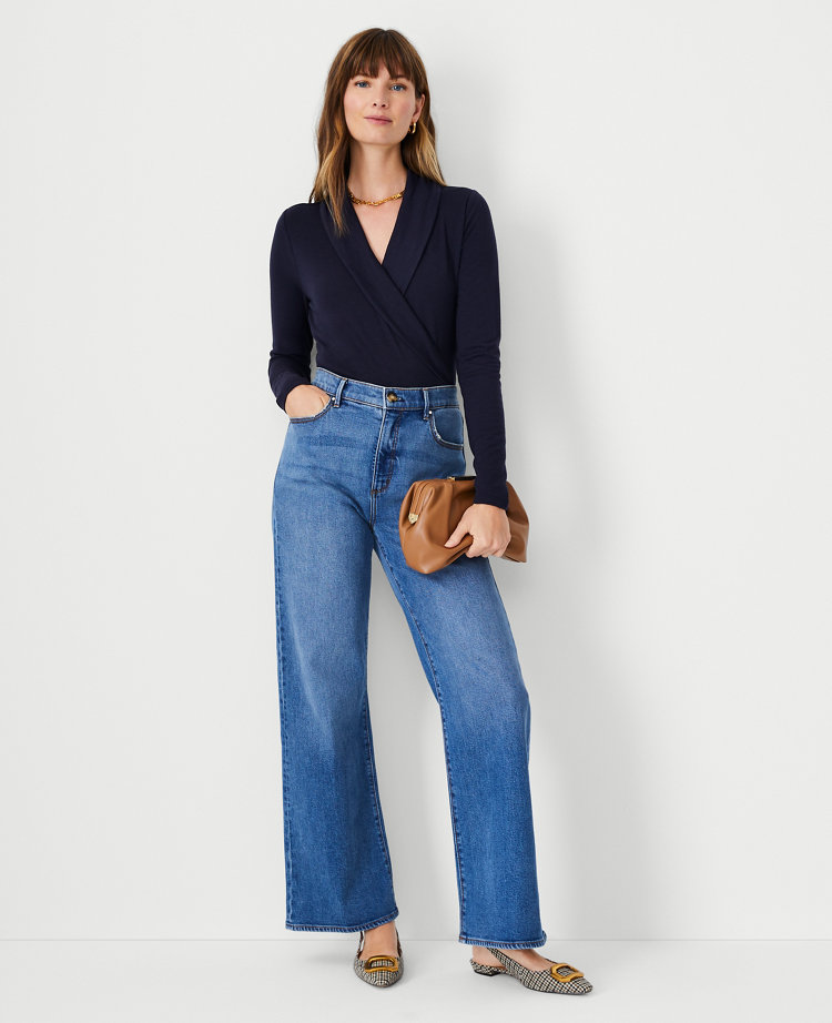 Petite Shawl Collar Wrap Top