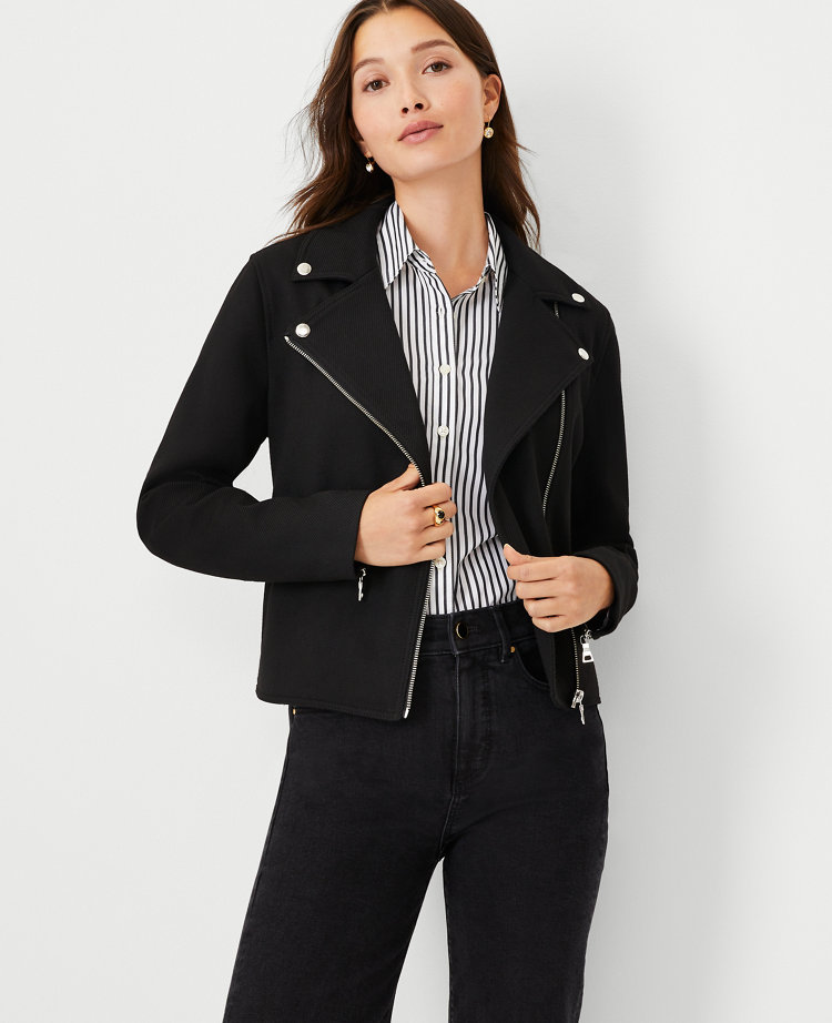 Petite Pebbled Faux Leather Moto Jacket