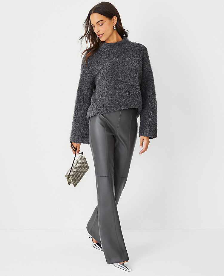 The Petite Seamed Side Zip Trouser Pant in Faux Leather