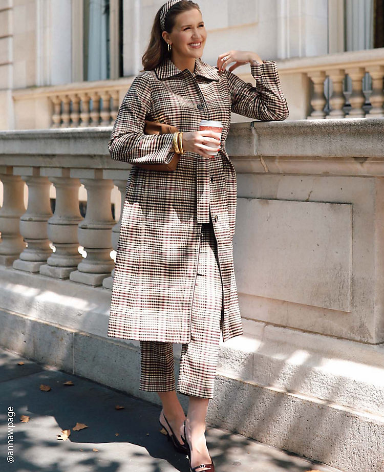 The Petite Belted Taper Pant in Plaid