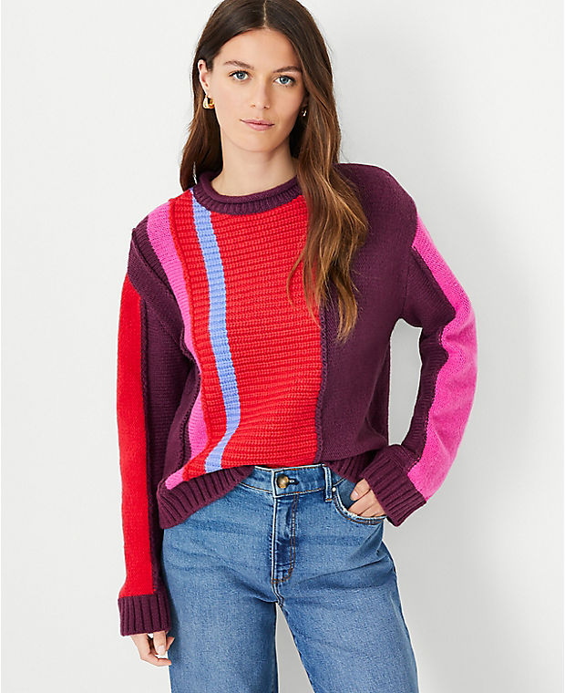 Petite Colorblock Mixed Stitch Sweater