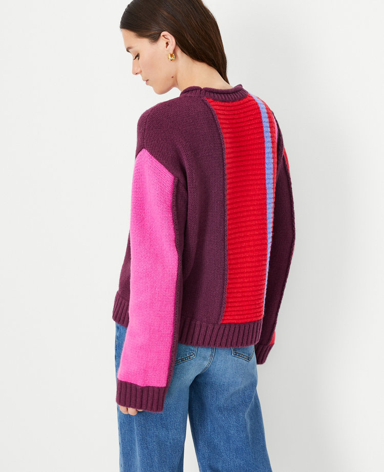 Petite Colorblock Mixed Stitch Sweater