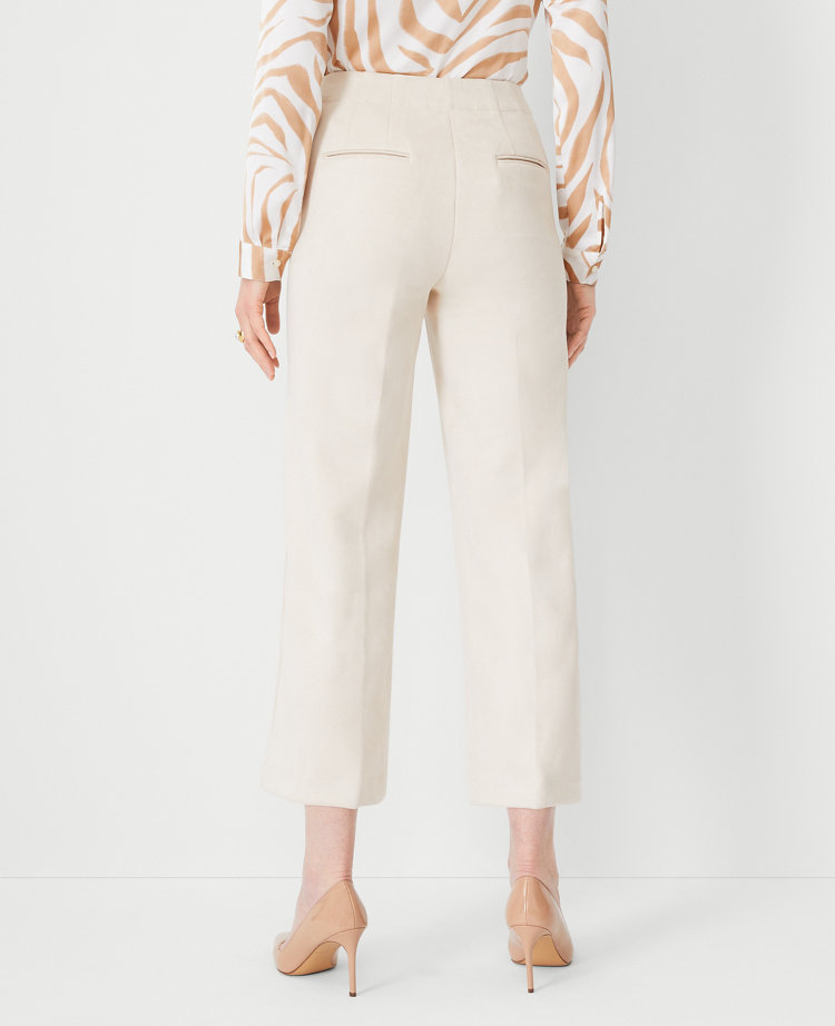 The Petite Kate Wide Leg Crop Pant in Faux Suede