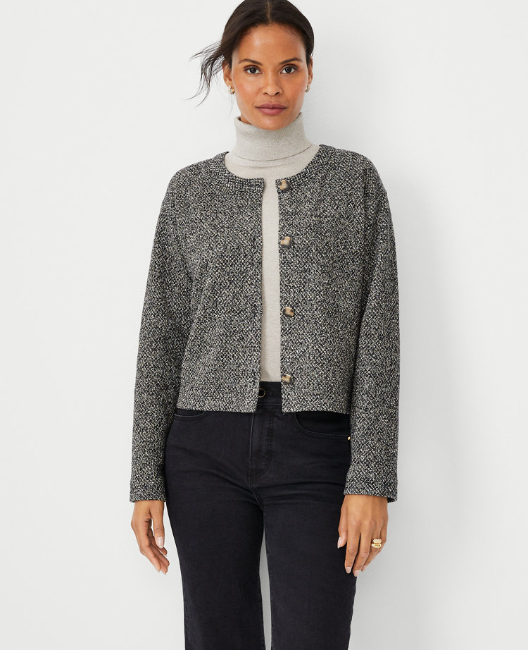 Boucle Cropped Sweater Jacket