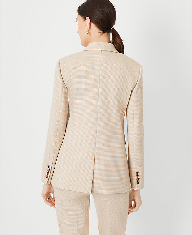 The Petite Notched Two Button Blazer in Micro Houndstooth Double Knit