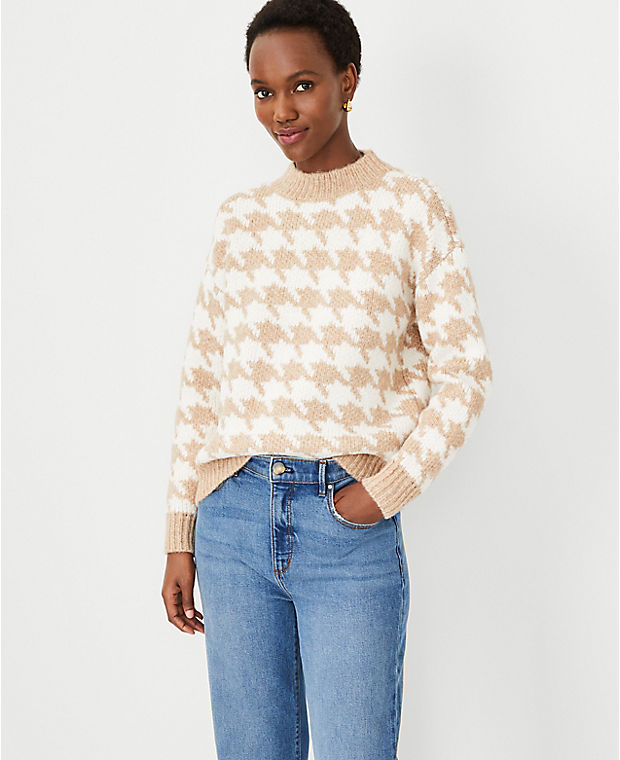 Petite Houndstooth Wedge Sweater