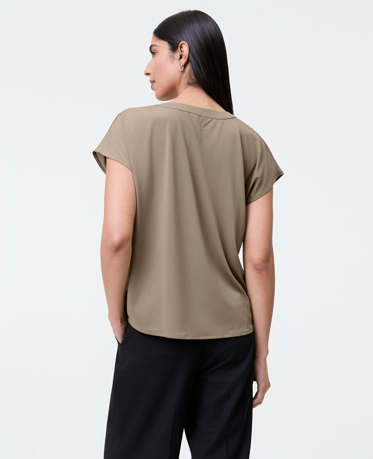 Petite Mixed Media Pleat Front Top