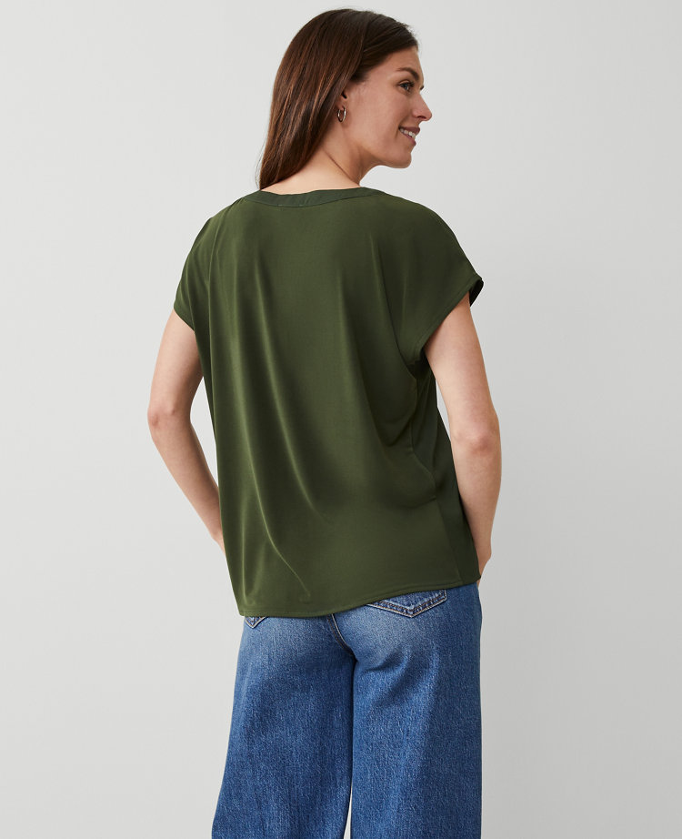 Petite Mixed Media Pleat Front Top carousel Product Image 2
