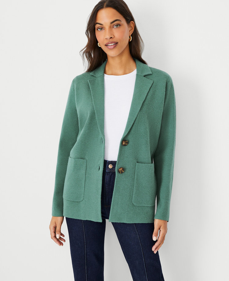 Loft Petite Ribbed Relaxed Open Sweater Blazer