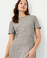 Micro Check Button Tab Shift Dress carousel Product Image 3