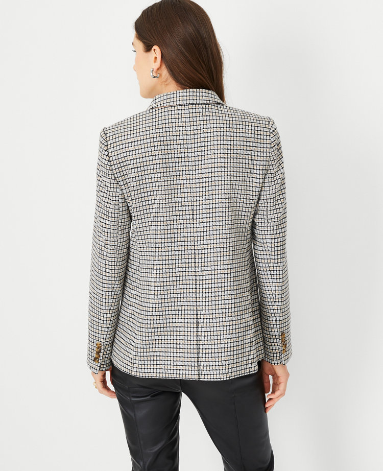 The Petite Hutton Blazer in Brushed Houndstooth Wool Blend