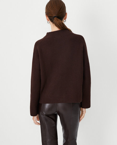 Petite Ribbed Relaxed Funnel Neck Sweater