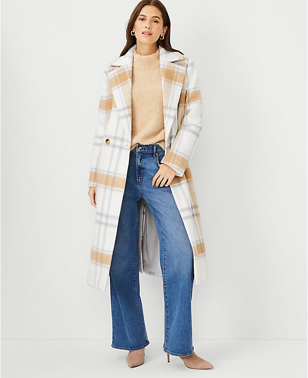 Petite Plaid Double Breasted Coat