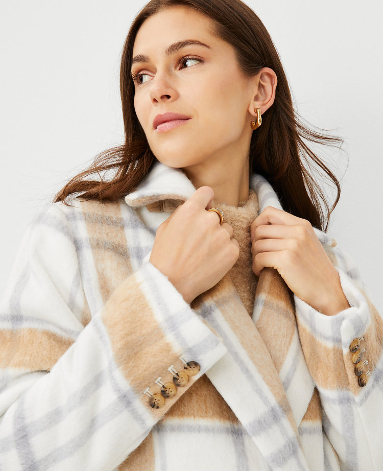 Petite checked outlet coat